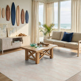 Geometric Modern Blush Pink Wave Area Rug