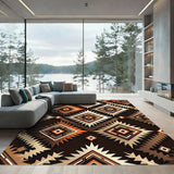 Rustic Orange Diamond Geometric Rug