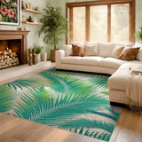 ODIKA Washable Tropical Palm Leaf Rug - Low Pile Non-Slip Botanical Area Rug