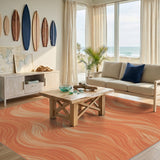 Orange Wavy Ripple Area Rug