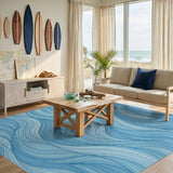 Blue Wavy Ocean Area Rug