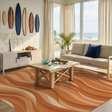 Abstract Area Orange Wavy Abstract Area Rug