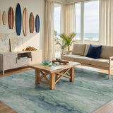 Blue Teal Abstract Cloud Area Rug