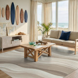 Beige Wavy Abstract No. 5 Area Rug