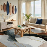 Brown Gold Abstract Waves Area Rug