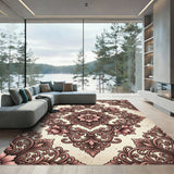 Rose Scrollwork Floral Damask Rug