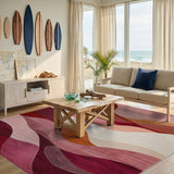Red Abstract Area Red Wavy Abstract Area Rug