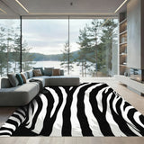 Black White Irregular Animal Print Rug