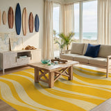 Yellow Abstract Area Yellow Abstract Wave Area Rug
