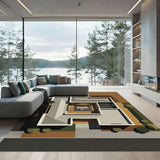 Geometric Architectural Abstract Earth Tones Rug