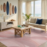 Pink Abstract Wave Abstract Area Rug