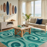 Teal Swirl Abstract No. 4 Area Rug
