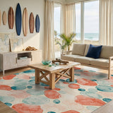 Blue Teal Abstract Pebble Area Rug