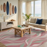 Pink Blush Pink Wave Area Rug