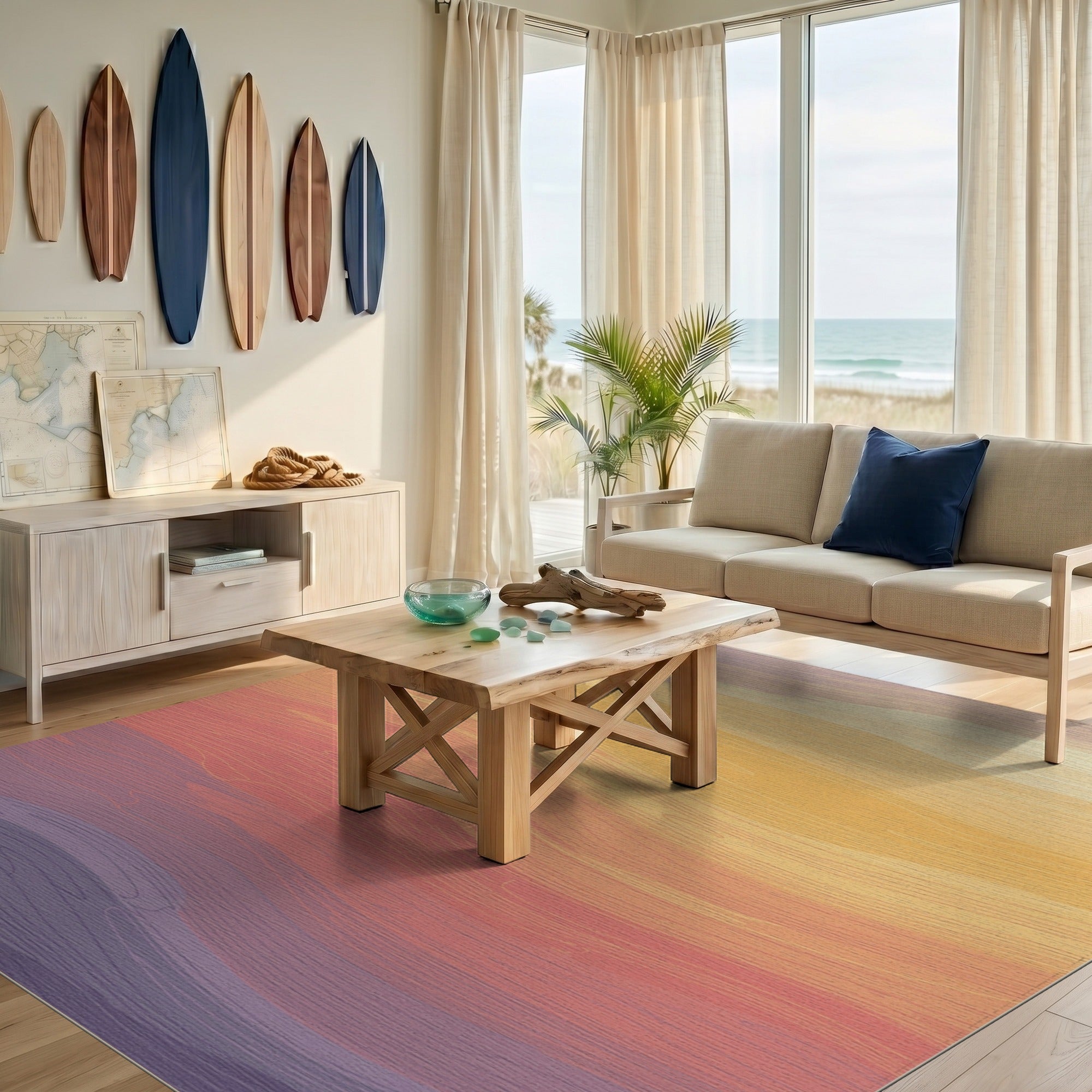 Abstract Wave Gradient Area Rug
