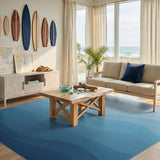 Blue Layered Wave Area Rug