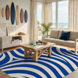 Blue Swirl Abstract Blue and Teal Area Rug