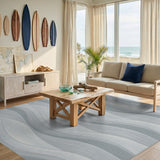 Grey Flowing Waves Geometric Rug