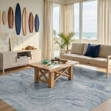Blue and Teal Blue Teal Marble Swirl Area Rug