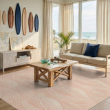 Pink Wavy Lines Washable Area Rug
