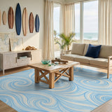 Swirl Blue and Teal Blue Swirl Abstract Area Rug