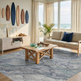Blue Teal Marble Vein Area Rug