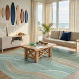 Teal Wave Flow Area Rug