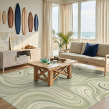 Green Swirl Wave Area Rug