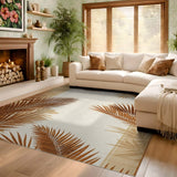 ODIKA Washable Tropical Palm Leaf Area Rug, Non-Slip Low Pile Terracotta Rug
