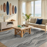 Grey Abstract Seaweed Area Rug
