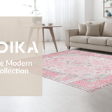Ultra Soft Area Rug, Non Slip, Stain Resistant, Washable Area Rugs for Living Room, Bedroom, Sophisticated Round Blooming Elegance(Pink)