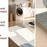 Ultra Soft Area Rug, Non Slip, Stain Resistant, Washable Area Rugs for Living Room, Bedroom, Trendy Abstract Curvilinear Design(Beige)