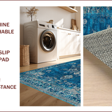 Ultra Soft Area Rug, Non Slip, Stain Resistant, Washable Area Rugs for Living Room, Bedroom, Chic Rustic Tiled Design Elements(Blue)