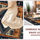 Ultra Soft Area Rug, Non Slip, Stain Resistant, Washable Area Rugs for Living Room, Bedroom, Boho Tribal Low Pile Bedroom Non-Slip Carpet(Black)