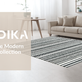 Ultra Soft Area Rug, Non Slip, Stain Resistant, Washable Area Rugs for Living Room, Bedroom, KaHouen Classic Striped Design Floor Mat Outdoor Layering Rug(Black)
