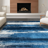Ultra Soft Area Rug, Non Slip, Stain Resistant, Washable Area Rugs for Living Room, Bedroom, Rustic Minimalist Blue Tones Design(Blue)