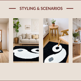Ultra Soft Area Rug, Non Slip, Stain Resistant, Washable Area Rugs for Living Room, Bedroom, Philosophical Indoor Bath Rug for Zen Decor(Black)