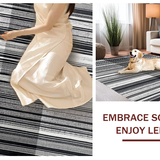 Ultra Soft Area Rug, Non Slip, Stain Resistant, Washable Area Rugs for Living Room, Bedroom, Classic Monochrome Striped Flat Weave Rug with Reversible Farmhouse Design(Black)