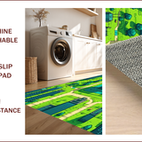 Ultra Soft Area Rug, Non Slip, Stain Resistant, Washable Area Rugs for Living Room, Bedroom, Colorful City-Themed Toddler Playmat(Green)
