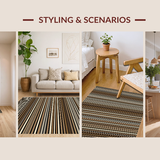 Ultra Soft Area Rug, Non Slip, Stain Resistant, Washable Area Rugs for Living Room, Bedroom, Contemporary Striped Visual Appeal(Brown)