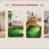 Ultra Soft Area Rug, Non Slip, Stain Resistant, Washable Area Rugs for Living Room, Bedroom, Charming Greenery Blossom Design(Green)
