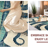 Ultra Soft Area Rug, Non Slip, Stain Resistant, Washable Area Rugs for Living Room, Bedroom, Abstract Tentacled Floor Rug: Modern Geometric Design(Blue)