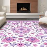 Ultra Soft Area Rug, Non Slip, Stain Resistant, Washable Area Rugs for Living Room, Bedroom, Artful Cheerful Daisy Arrangement(White)