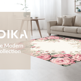 Ultra Soft Area Rug, Non Slip, Stain Resistant, Washable Area Rugs for Living Room, Bedroom, Luxurious Vintage-Inspired Circular Motif(Pink)