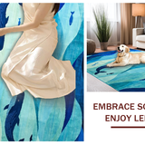 Ultra Soft Area Rug, Non Slip, Stain Resistant, Washable Area Rugs for Living Room, Bedroom, Delightful Cartoonish Marine Artwork(Blue)