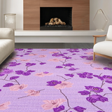 Ultra Soft Area Rug, Non Slip, Stain Resistant, Washable Area Rugs for Living Room, Bedroom, Delicate Circular Nature Theme(Purple)