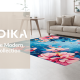 Ultra Soft Area Rug, Non Slip, Stain Resistant, Washable Area Rugs for Living Room, Bedroom, Cozy Earthy Symmetrical Patterns(Blue)