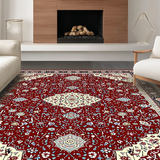 Ultra Soft Area Rug, Non Slip, Stain Resistant, Washable Area Rugs for Living Room, Bedroom, Sophisticated Intricate Ogee Style(Red)