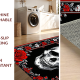 Ultra Soft Area Rug, Non Slip, Stain Resistant, Washable Area Rugs for Living Room, Bedroom, Vibrant Sugar Skull Artistry(Red)