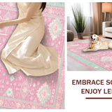 Ultra Soft Area Rug, Non Slip, Stain Resistant, Washable Area Rugs for Living Room, Bedroom, Cozy Farmhouse Inspired Print(Pink)